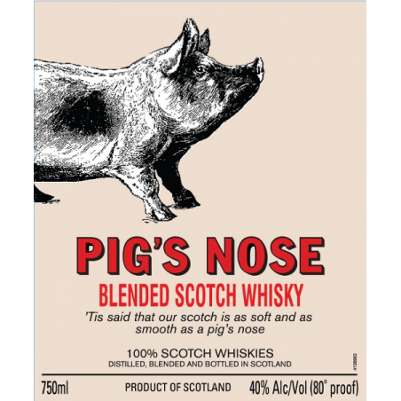 Etiquette Whisky Pig's Nose Blended whisky écossais doux