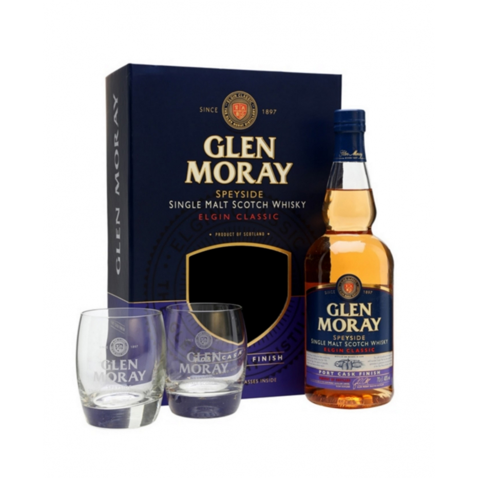 Glen Moray Port Cask Finish + 2 Verres Coffret Glen Moray Port Cask Finish + 2 Verres Coffret