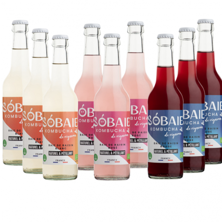 Kombucha de Vigneron SOBAIE - Baies de Raisins Rose, Blanc et Rouge - 9 x 33 cl6622